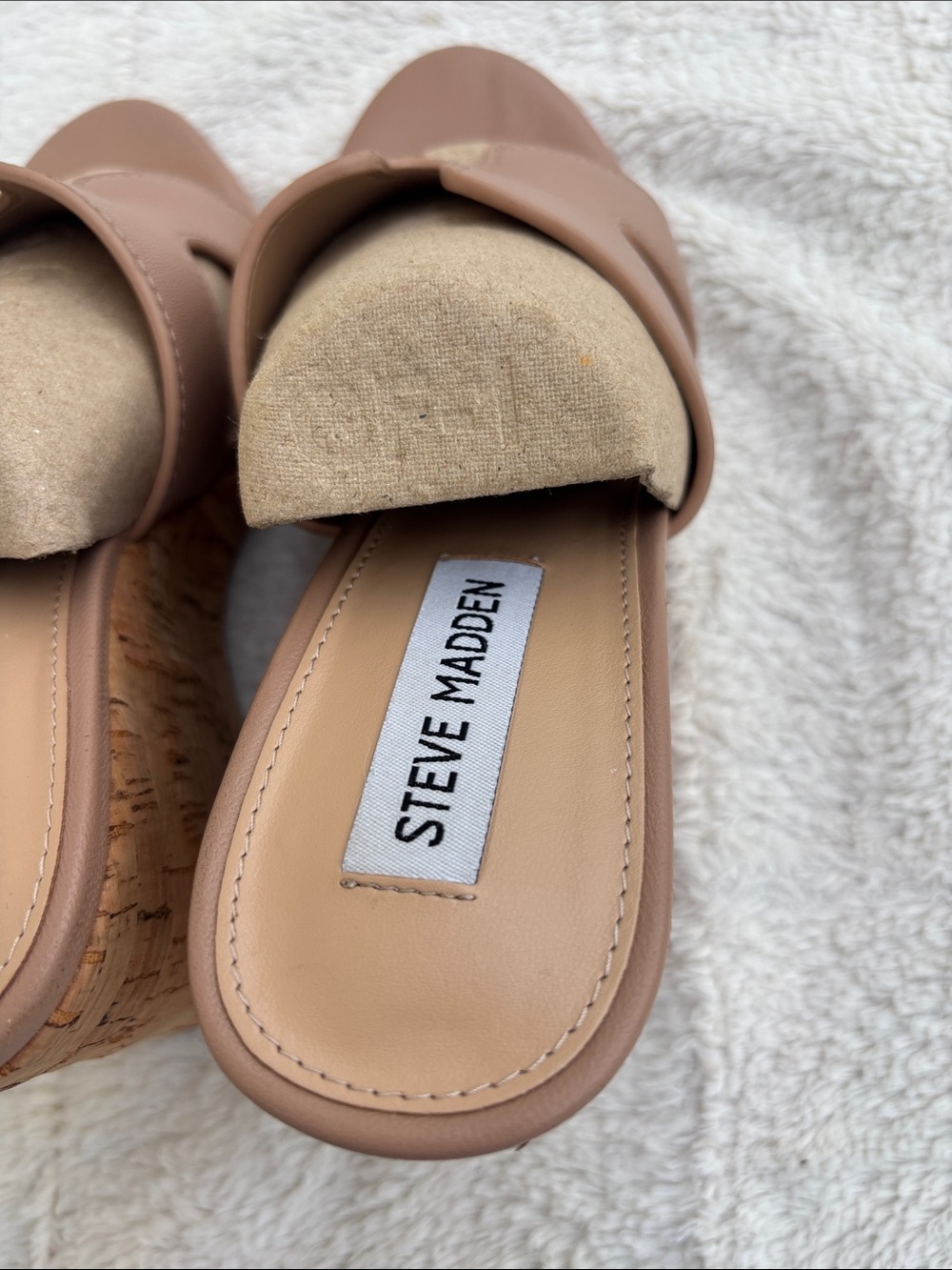 Steve Madden Tan Slip-On Wedge Mules - Picture 2 of 5